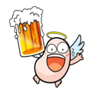 🍺 beer, angel, cartoon, cute, drink, funny telegram sticker
