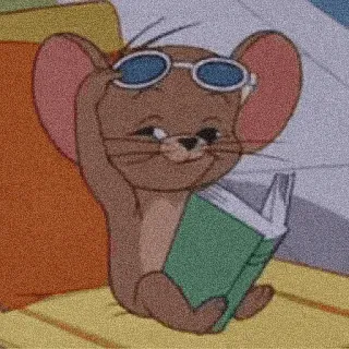 😎 Jerry Tom and Jerry dessin animé, souris, lunettes de soleil, lecture, animé telegram sticker