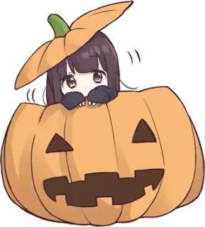 👀 anime, halloween, pumpkin, cute, girl telegram sticker