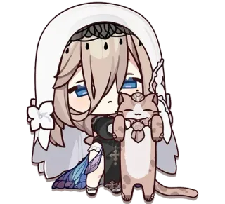 💋 Аниме девушка, Чиби, Кот, Милый, Цифровое искусство telegram sticker