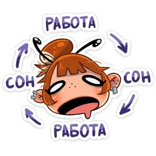 🤪 РАБОТА
СОН
РАБОТА 졸린, 피곤한, 일, 만화, 지친 telegram sticker