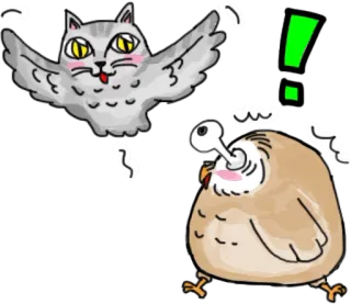 😮 кот, сова, животное, наклейка, милый telegram sticker