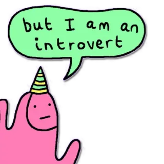 😶 but I am an introvert 内向的, 社交的, 面白い, 漫画, キャラクター, パーティー telegram sticker