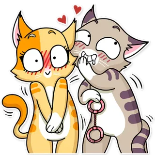 💏 chats, amour, menottes, dessin animé, animaux telegram sticker