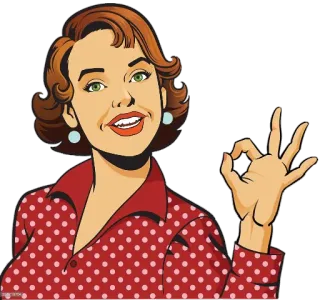 👌 femme, vintage, rétro, geste, signe ok, symbole telegram sticker