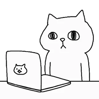 💬 kat, laptop, dier, sticker, cartoon, internet telegram sticker