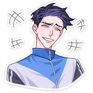 😅 anime, cartoon, man, portrait, smile, happy telegram sticker