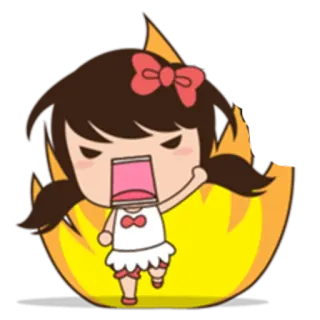 😡 การ์ตูน, ผู้หญิง, ไฟ, โกรธ, น่ารัก telegram sticker