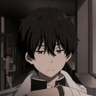 💞 Anime, Ragazzo, Triste, Uniforme scolastica telegram sticker