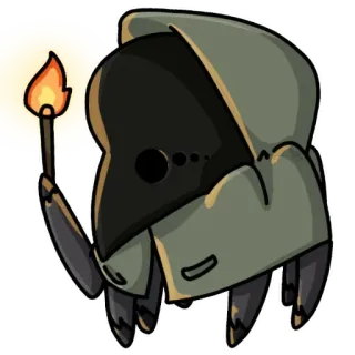 🔥 creatura, incappucciato, torcia, oscuro, illustrazione, cartone animato telegram sticker