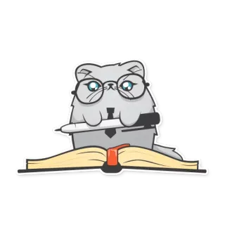 💭 kucing, membaca, buku, kacamata, hewan, pendidikan whatsapp sticker