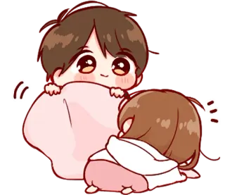 🤭 Cartone animato, Kawaii, Carino, Amore, Abbraccio, Chibi telegram sticker