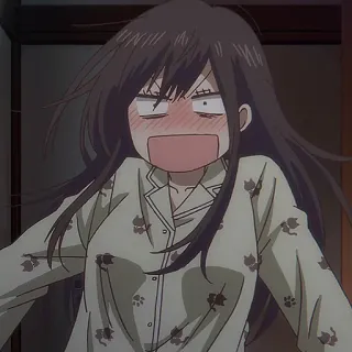 🎶 anime, cartone animato, ragazza, pigiama, faccia buffa whatsapp sticker
