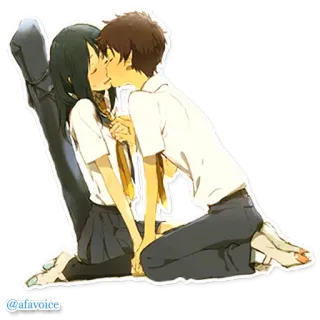 😘 @afavoice Anime, Całowanie, Para, Mundur szkolny, Uczucie, Romans, Kreskówka, Miłość telegram sticker
