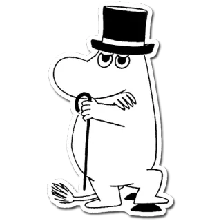 🎩 Moomin Moomin, dibujos animados, personaje, sombrero de copa, bastón telegram sticker