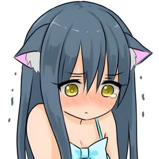 😔 anime, kocia dziewczyna, płaczący, smutny, słodki, manga telegram sticker