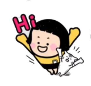 😊 Hi Мультфильм, Милый, Привет, Счастливый, Дружелюбный, Машущий telegram sticker