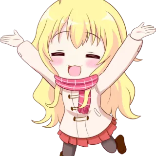 😁 anime, chibi, cute, kawaii, cheerful, winter, scarf telegram sticker
