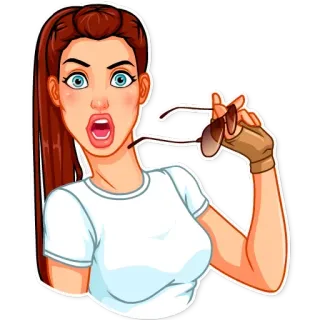 😲 женщина, солнцезащитные очки, мультфильм, девушка, сюрприз, в шоке telegram sticker