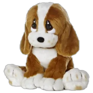 😢 dog, plush, stuffed animal, puppy, cute, sad eyes, brown and white telegram sticker
