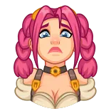 😩 kreskówka, kobieta, różowe włosy, zmartwiona, warkocze telegram sticker