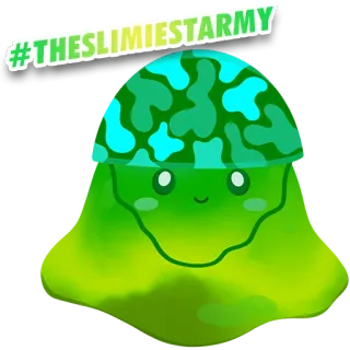 💪 #THESLIMIESTARMY Schleim, Armee, Grün, Cartoon, Niedlich telegram sticker