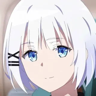 🍁 anime, garota, cabelo branco, olhos azuis, fofa telegram sticker