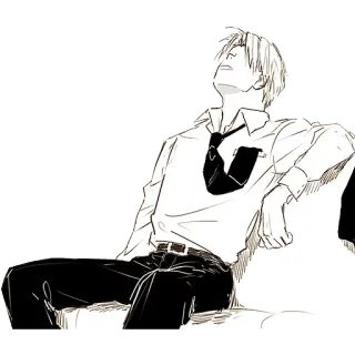 😪 man, sitting, tie, anime, manga, exhausted telegram sticker