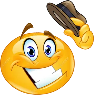 😁 Emoji, Smiley, Chapeau, Dessin animé, Amical, Amusant whatsapp sticker