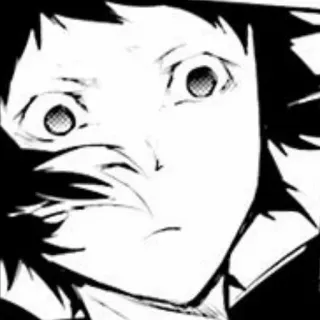 ♠ Akutagawa Ryuunosuke Bungou Stray Dogs Anime, Manga, Portrait, Noir et blanc, Garçon, Émotionnel, Sérieux, Akutagawa telegram sticker