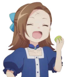 😋 anime, cartoon, character, eating, happy, girl telegram sticker
