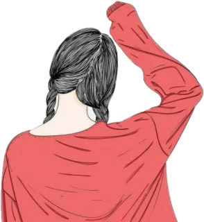 👧 ผู้หญิง, ผู้หญิง, ทรงผม, แฟชั่น, ภาพประกอบ, ด้านหลัง telegram sticker