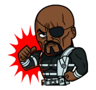 👍 Nick Fury Nick Fury, Marvel, Comics, Super-héros, Cache-œil, Dessin animé, Avengers whatsapp sticker