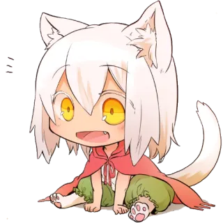 😋 Anime, Kawaii, Mignon, Loup, Chibi, Fille, Furry telegram sticker