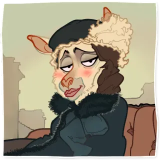 ☺️ cartoon, sheep, animal, winter hat, fur coat, anthropomorphic telegram sticker