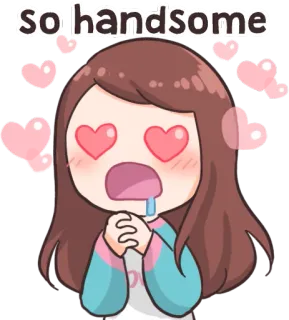 😍 so handsome bonito, amor, fofo, garota, corações, adorando, fã telegram sticker