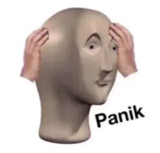 😨 Panik Meme, Pánico, Stonks, Internet, Manos telegram sticker