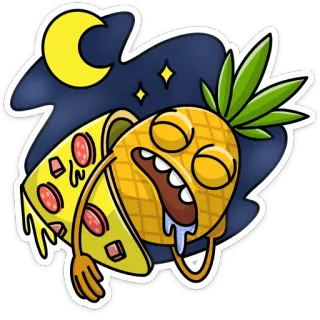 😴 pineapple, pizza, sleepy, cartoon, sticker telegram sticker