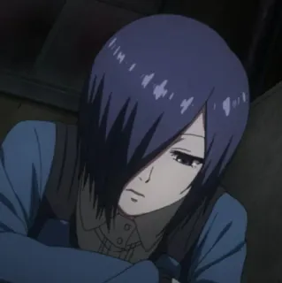 🪁 Touka Kirishima Tokyo Ghoul อนิเมะ, ตัวละคร, Tokyo Ghoul, Touka Kirishima, ผู้หญิง, ผมสีดำ, เศร้า telegram sticker
