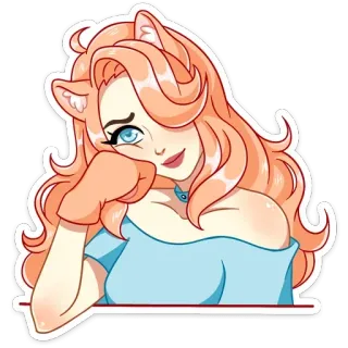 😐 anime, girl, cat, cute, sticker, kawaii whatsapp sticker
