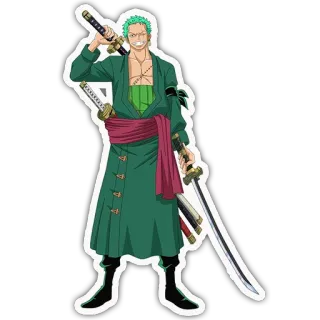 🔪 Roronoa Zoro One Piece Аниме, Мечи, Зеленый, Персонаж, Ророноа Зоро, One Piece telegram sticker