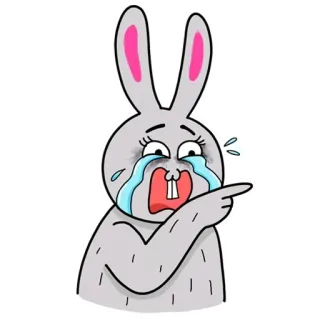 😭 กระต่าย, การ์ตูน, ร้องไห้, เสียใจ, ชี้, สัตว์, เศร้า telegram sticker