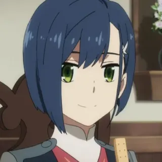 🐚 Ichigo Darling in the Franxx anime, ichigo, darling in the franxx, blue hair, anime girl telegram sticker