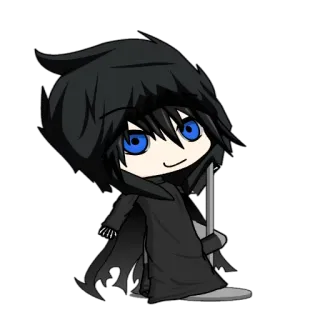 😏 Anime, Chibi, Malaikat Maut, Figur berjubah, Imut, Kartun telegram sticker