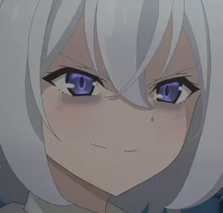 😈 anime, girl, white hair, purple eyes, smirk, cute, manga telegram sticker