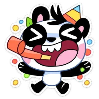🥳 Panda, Fête, Célébration, Dessin animé, Mignon, Animal, Kawaii telegram sticker
