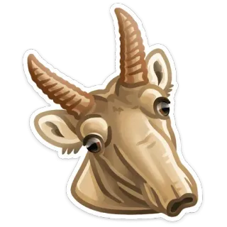 🐐 saiga antelope, animal, wildlife, mammal, horns, nature telegram sticker
