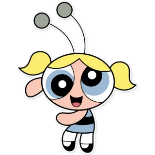 🤪 Bubbles The Powerpuff Girls Cartone animato, Supereroe, Ragazza, Powerpuff, Carino, Animato telegram sticker
