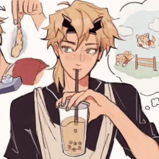 🍡 Thoma Genshin Impact Anime, Gra wideo, Boba, Psy, Słodkie, Kreskówka telegram sticker
