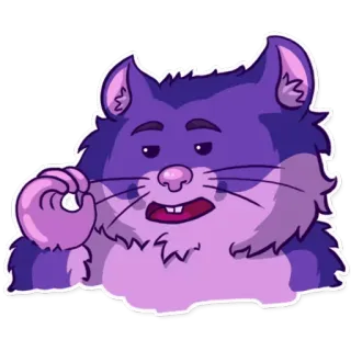 😧 猫, 动物, 好的, 手势, 搞笑, 紫色 telegram sticker